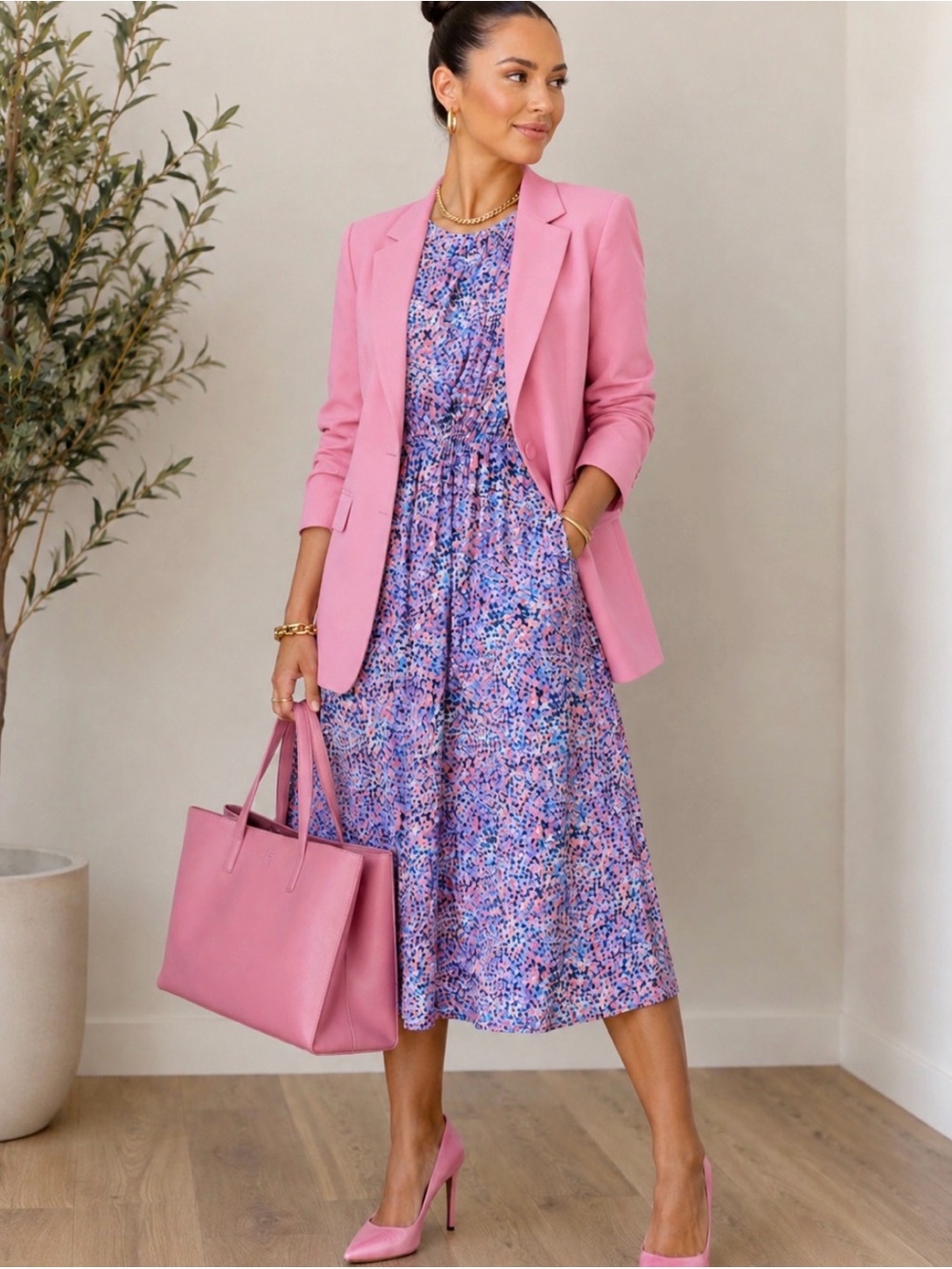 J. Crew Lavender-Pink Silk Cap-Sleeve Midi Dress